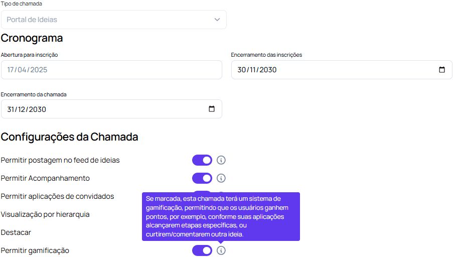 Portal de ideias permitir gamificacao
