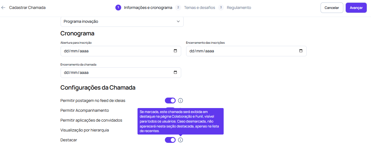 Destacar programa